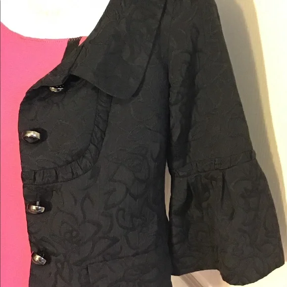BB Dakota Black Floral Print 3/4 Sleeves Jacket Size 4 - Picture 6 of 9